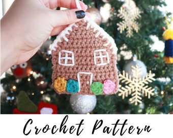 Crochet Gingerbread House Ornament Pattern, Crochet Gingerbread House Amigurumi Pattern, Crochet Christmas Decor, pdf pattern