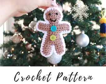 Crochet Gingerbread Ornament Pattern, Crochet Gingerbread Amigurumi, Crochet pdf pattern, Christmas Decoration, Christmas Ornament