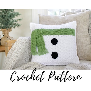 Crochet Snowman Pillow Pattern, Crochet Christmas Pillow, Crochet Winter Pillow, PDF Download