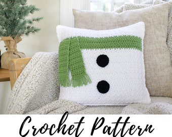 Crochet Snowman Pillow Pattern, Crochet Christmas Pillow, Crochet Winter Pillow, PDF Download