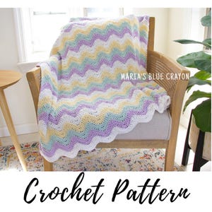 Crochet Ripple Blanket Pattern, PDF Download