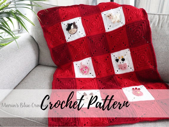 Crochet Farm Animal Blanket Pattern Crochet Farm Animal Pattern Crochet Farm Animal Appliques Crochet Granny Square Blanket Pattern Etsy Canada