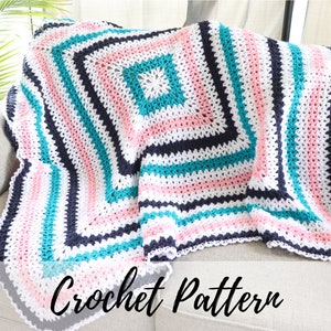 Crochet Granny Square Blanket Pattern, Crochet V-Stitch Blanket Pattern, Baby Blanket, Throw Blanket, Instant PDF Download
