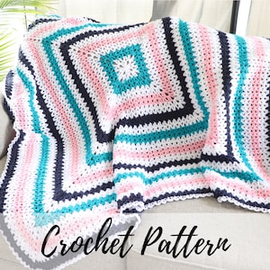 Crochet Granny Square Blanket Pattern, Crochet V-Stitch Blanket Pattern, Baby Blanket, Throw Blanket, Instant PDF Download