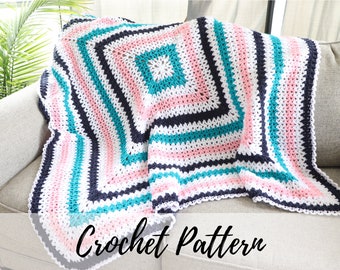 Crochet Granny Square Blanket Pattern, Crochet V-Stitch Blanket Pattern, Baby Blanket, Throw Blanket, Instant PDF Download
