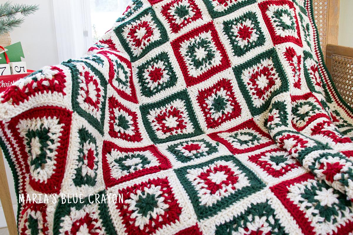 Crochet Christmas Granny Square Blanket Pattern (PDF Download) - Etsy