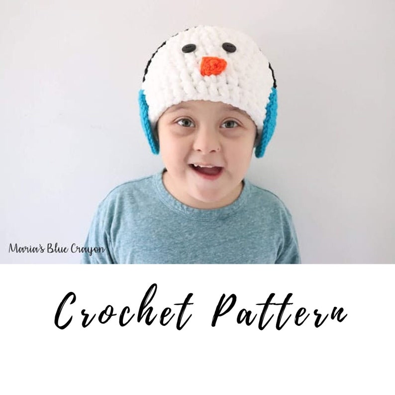 Crochet Snowman Hat Pattern for Kids, Crochet Snowman Hat Kids, Crochet Winter Beanie Pattern, Crochet Hat Pattern image 1