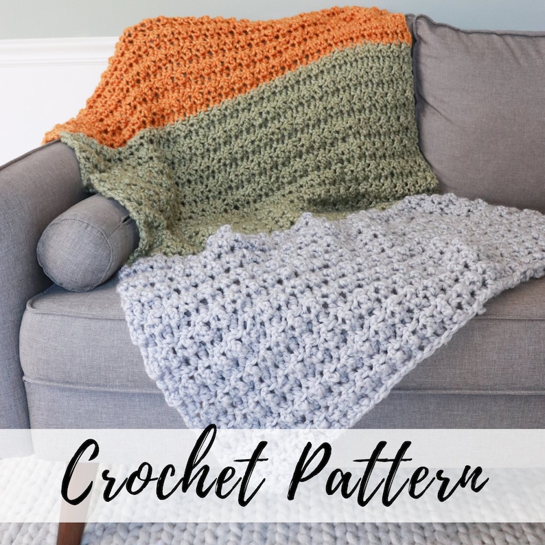 Crochet Chunky Blanket Pattern Baby Toddler Queen Sizes Etsy