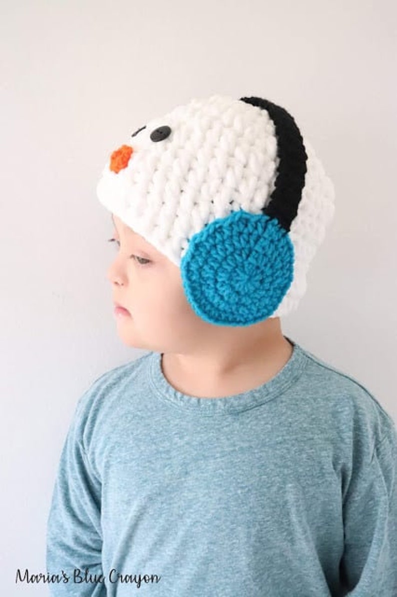 Crochet Snowman Hat Pattern for Kids, Crochet Snowman Hat Kids, Crochet Winter Beanie Pattern, Crochet Hat Pattern image 5