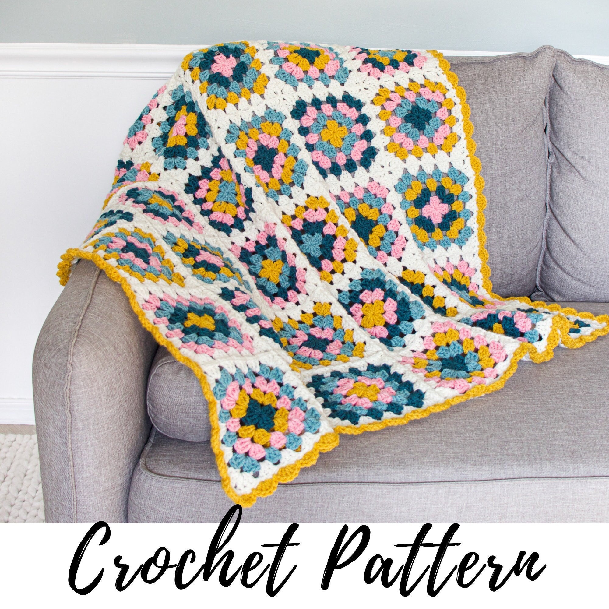 Crochet Granny Square Blanket Pattern Crochet Baby Blanket Etsy