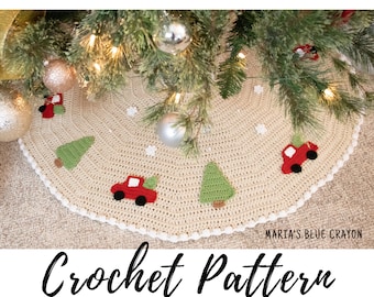 Crochet Christmas Tree Skirt Pattern, Red Truck Tree Skirt Pattern, PDF Download