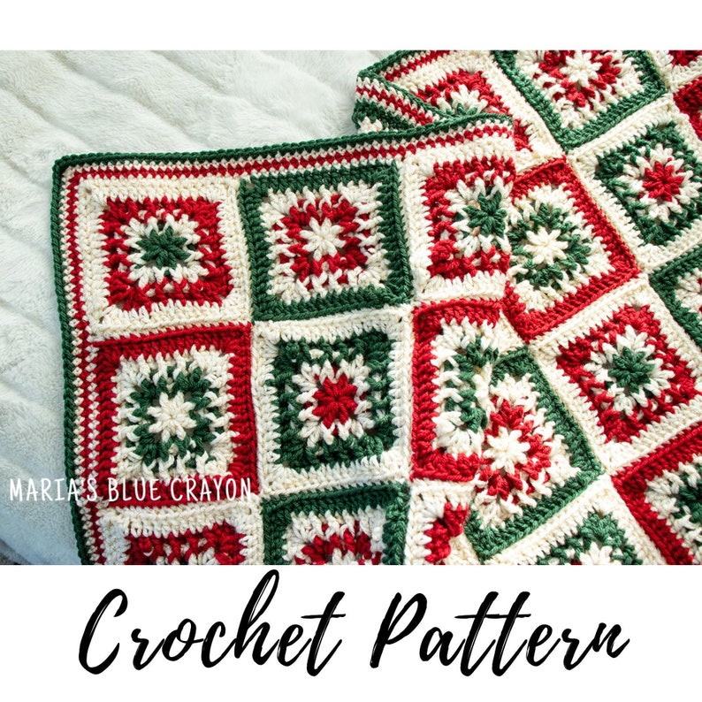 Crochet Christmas Granny Square Blanket Pattern (PDF Download) - Etsy