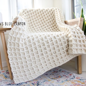 Crochet Blanket Pattern with Super Bulky Yarn, Thick + Warm image 3