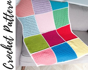 Crochet Sampler Blanket Pattern, PDF Crochet Pattern Download, Crochet Baby Blanket Pattern