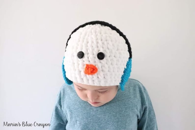 Crochet Snowman Hat Pattern for Kids, Crochet Snowman Hat Kids, Crochet Winter Beanie Pattern, Crochet Hat Pattern image 4