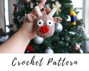 Crochet Reindeer Ornament, Crochet Rudolph Amigurumi, Crochet pdf pattern, Christmas Decoration, Christmas Ornament