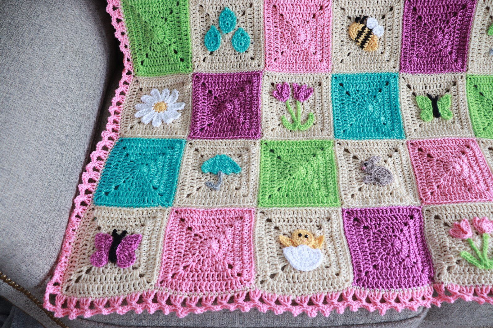 Crochet Spring Blanket Pattern Crochet Baby Blanket Spring Etsy