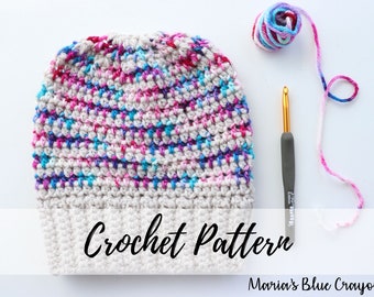 Crochet Hat Pattern for Women and Men, Pop of Color Crochet Beanie Pattern, Instant PDF Download