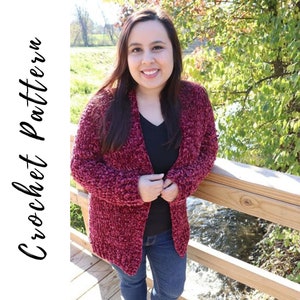 Velvet Crochet Cardigan Pattern, Fall Crochet Cardigan, Long Crochet Cardigan, Crochet Cardigan Pattern for Women, Crochet Sweater Pattern