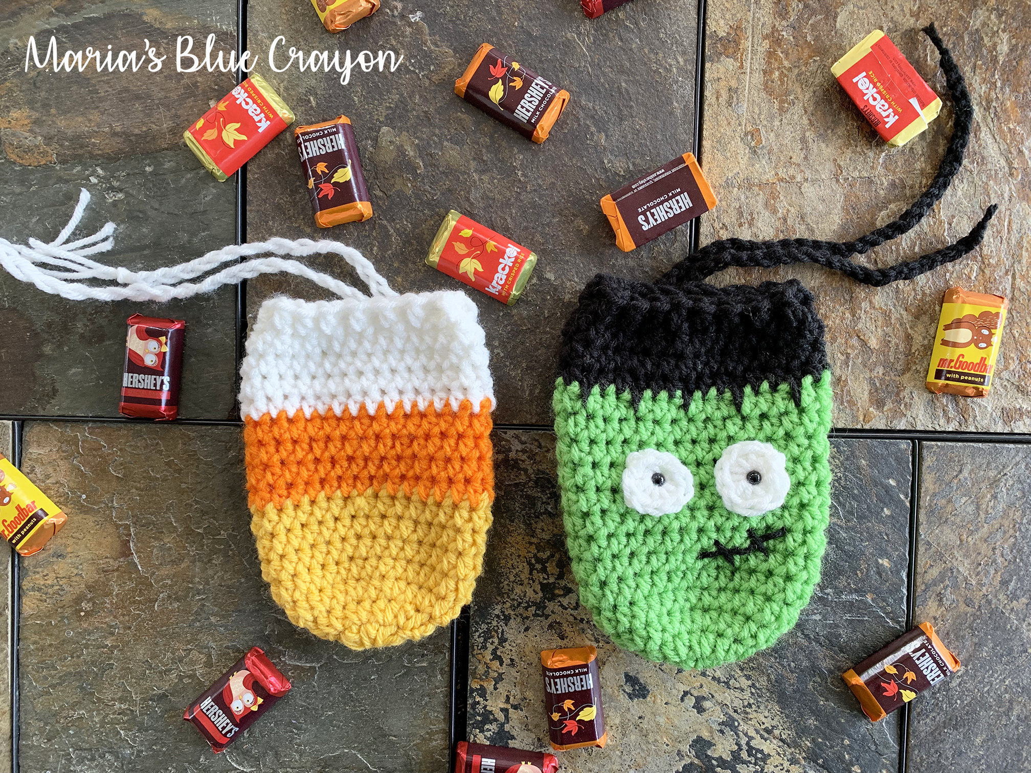 Crochet Halloween Treat Bag Pattern: Frankenstein & Candy Corn (PDF ...