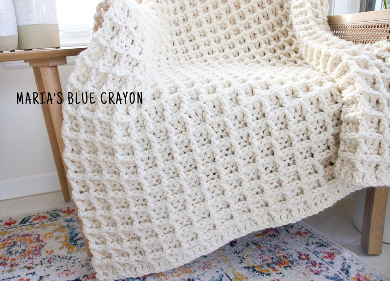 Crochet Blanket Pattern with Super Bulky Yarn, Thick + Warm image 4