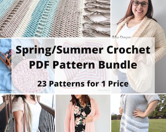 Crochet Spring and Summer Pattern Bundle, 23 Crochet PDF Patterns, Instant Download
