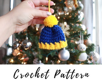 Crochet Beanie Ornament Pattern, Crochet Beanie Amigurumi, Crochet pdf pattern, Christmas Decoration, Christmas Ornament