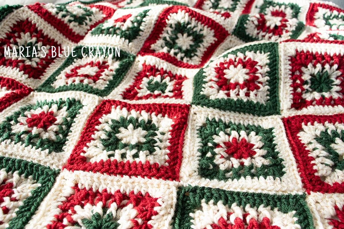 Crochet Christmas Granny Square Blanket Pattern (PDF Download) - Etsy
