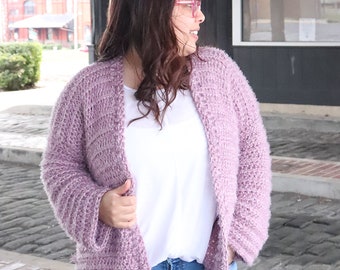 Easy Crochet Cardigan Pattern for Women: Bulky Yarn Sweater (PDF Pattern)