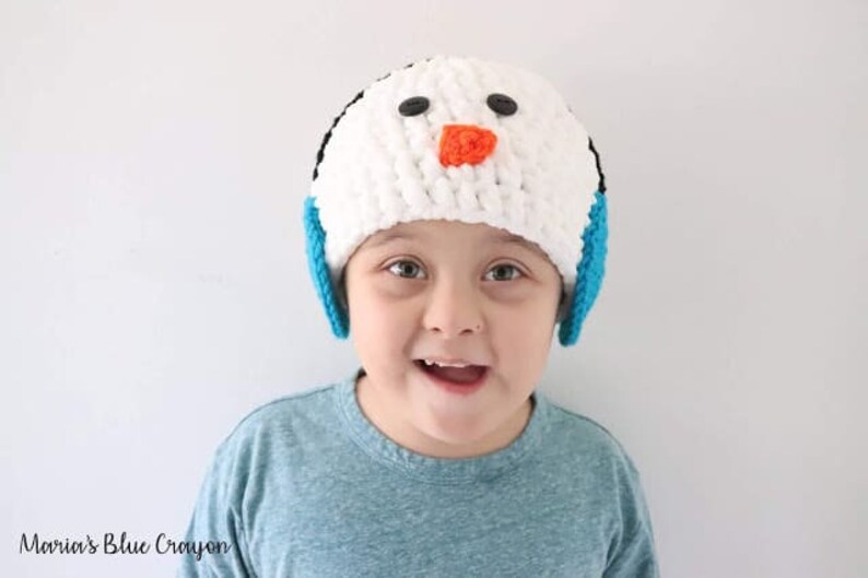 Crochet Snowman Hat Pattern for Kids, Crochet Snowman Hat Kids, Crochet Winter Beanie Pattern, Crochet Hat Pattern image 2