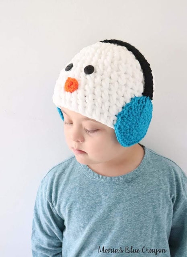 Crochet Snowman Hat Pattern for Kids, Crochet Snowman Hat Kids, Crochet Winter Beanie Pattern, Crochet Hat Pattern image 3