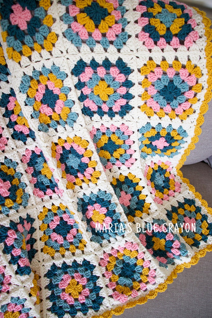 Crochet Granny Square Blanket Pattern Crochet Baby Blanket Etsy