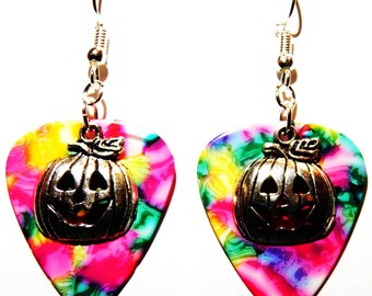 Handmade in USA Details about   Halloween Pumpkin Charm on Guitar Pick Earrings Choose Color 