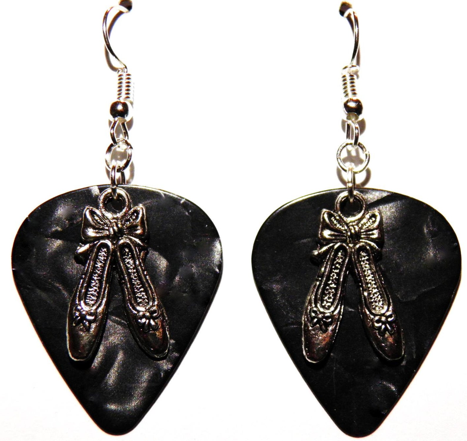 ballet shoes ballerina dancer charm guitar pick earrings - choose color - handmade in usa ballet shoes ballerina dancer charm guitar pick earrings - choose color - handmade in usa