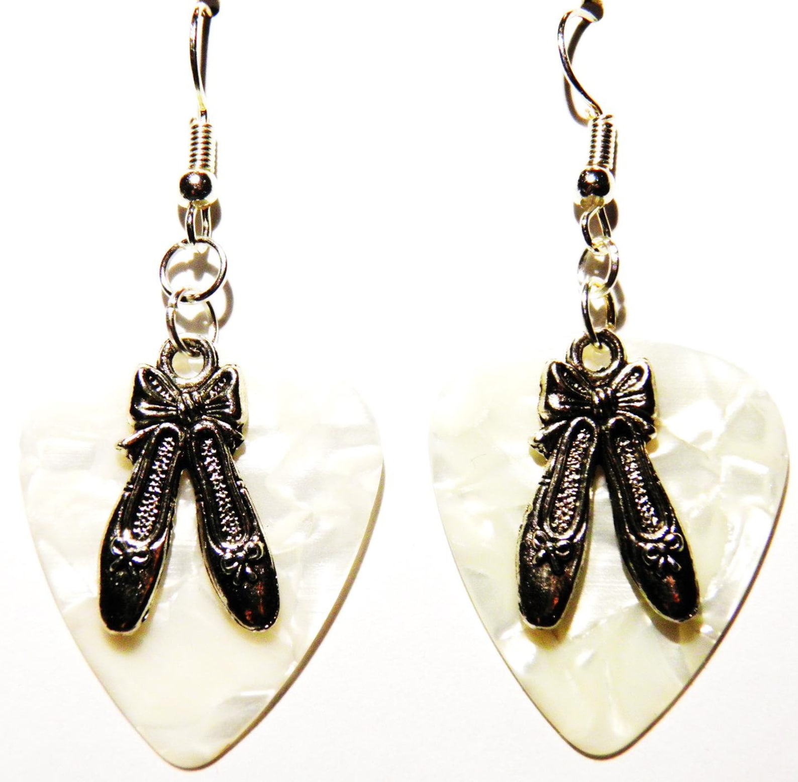 ballet shoes ballerina dancer charm guitar pick earrings - choose color - handmade in usa ballet shoes ballerina dancer charm guitar pick earrings - choose color - handmade in usa