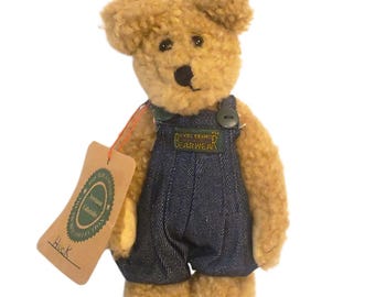 Vintage Furskins Teddy Bear Plush Bib Overalls Hat Kerchief Xavier