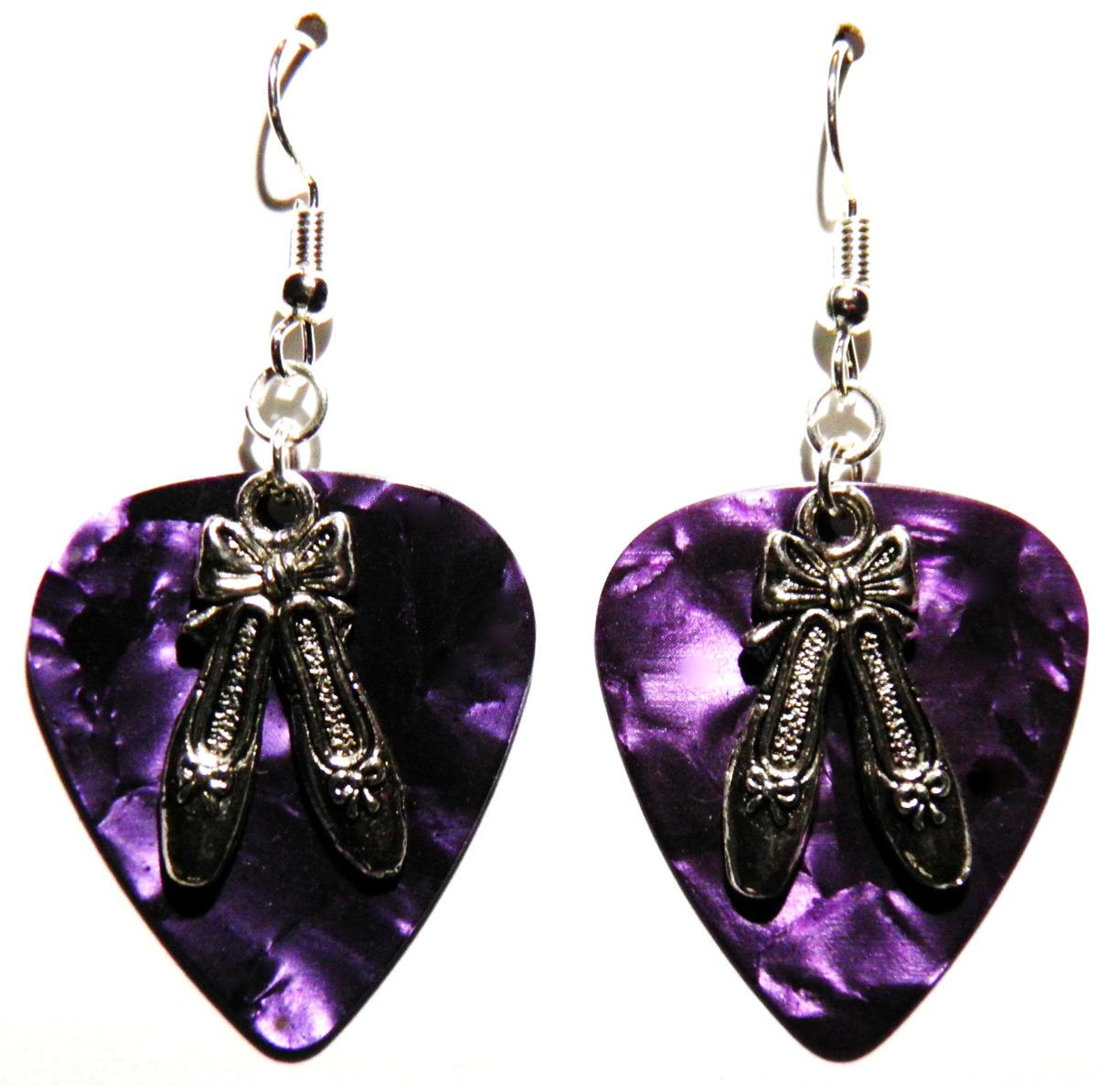 ballet shoes ballerina dancer charm guitar pick earrings - choose color - handmade in usa ballet shoes ballerina dancer charm guitar pick earrings - choose color - handmade in usa
