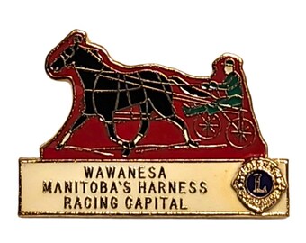 Vintage Lions Club Hat Lapel Pin Wawanesa Manitoba's Harness Racing Capital