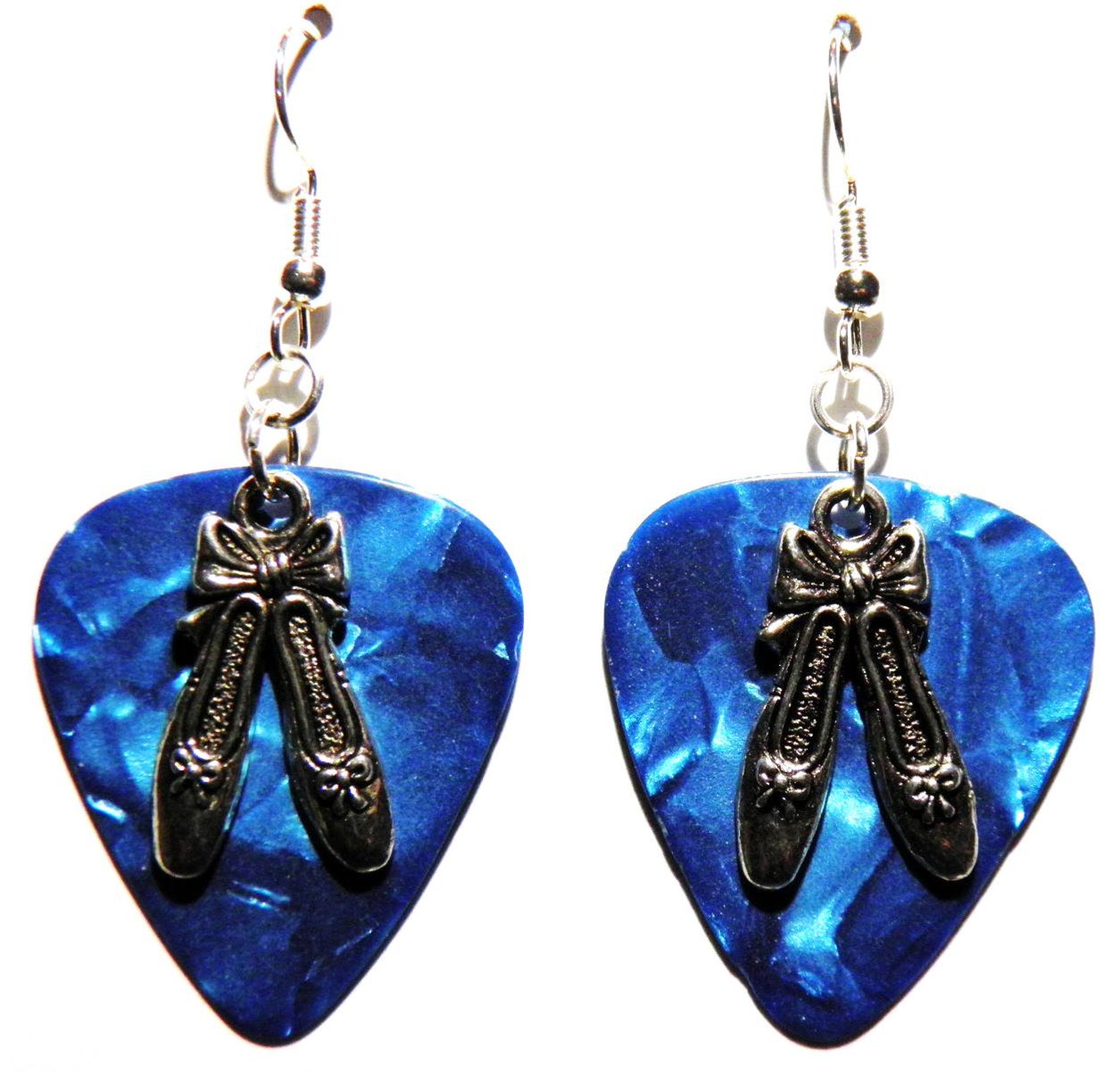 ballet shoes ballerina dancer charm guitar pick earrings - choose color - handmade in usa ballet shoes ballerina dancer charm guitar pick earrings - choose color - handmade in usa