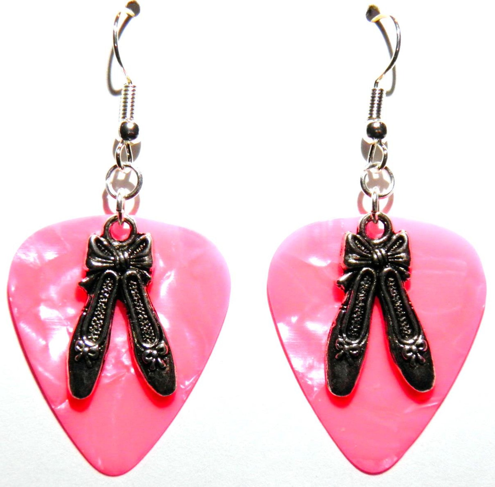 ballet shoes ballerina dancer charm guitar pick earrings - choose color - handmade in usa ballet shoes ballerina dancer charm guitar pick earrings - choose color - handmade in usa