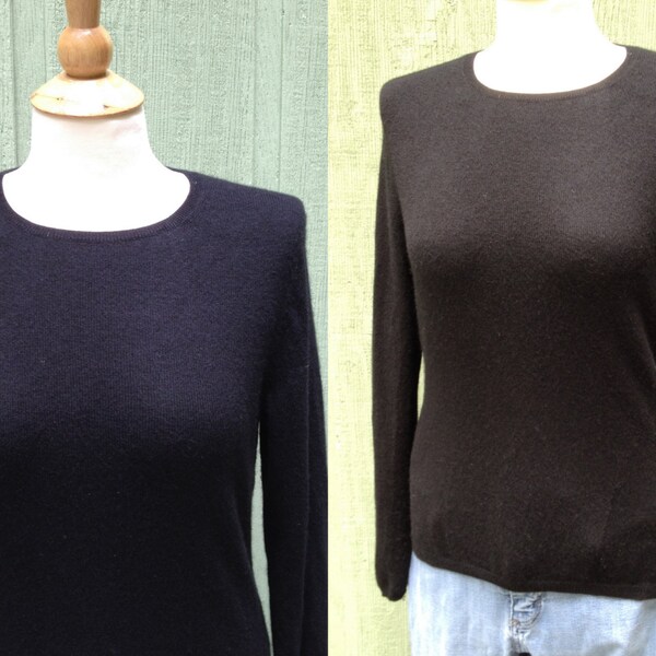 Charte Club Womens Black 2 Ply Crew Neck pull en Cachemire, taille M