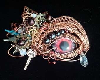 Steampunk Eye Pendant Tutorial, with weave tutorial and LOS instructions