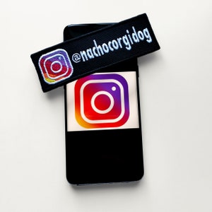 Custom Instagram account patch, 2 by 6 in. - Iron on, sew on or hook and loop patch - Perfect for clothes, bags, dog gears & more