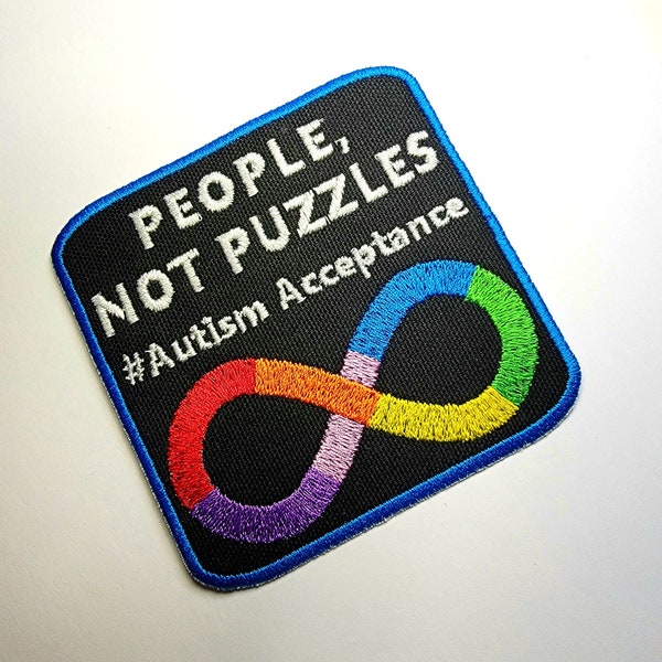 Patch PEOPLE NOT PUZZLES #autismacceptance - Iron-on, sew-on or hook and loop