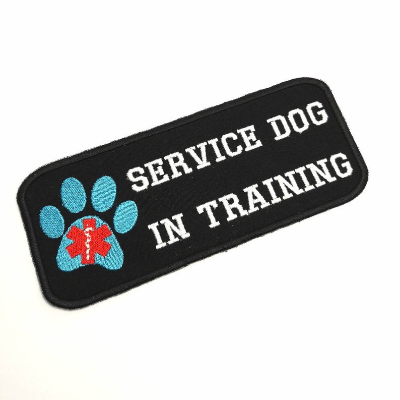 Service Dog Patch - Service Dog In Training, for service dog vest - Hook and loop (male backing), sew on or iron on 