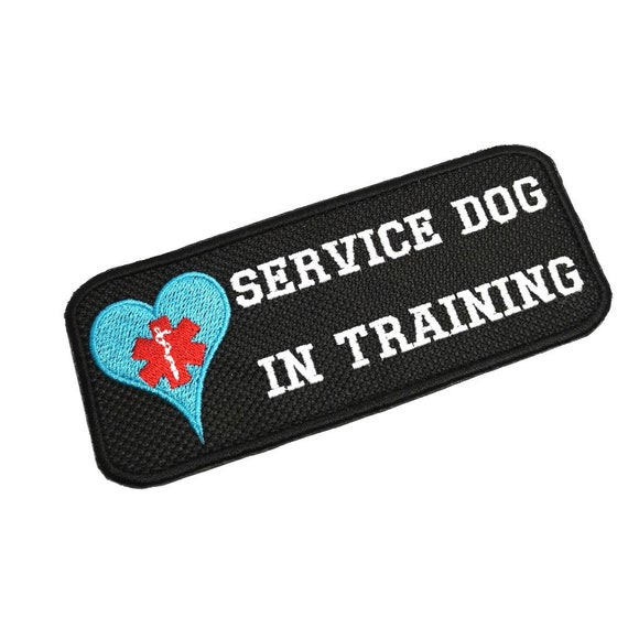 iron-on sew-on Service dog patch Hook and loop Patch Service Dog In Training with Heart and medical symbol for dog vest male backing