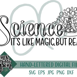 ciencia como magia, pero archivos reales svg para cricut, arte de la palabra ciencia madre, descarga digital para impresión, svg con letras a mano, archivos png imprimibles