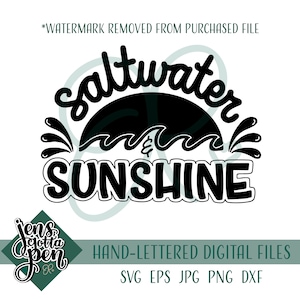Saltwater y Sunshine svg archivo para cricut, descarga digital instantánea de verano para artesano, diseño cortable playero para corte de vinilo, archivos png