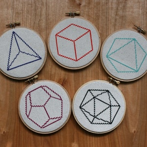 The Five Platonic Solids Geometric Cross-Stitch Pattern PDF Instant Download image 3