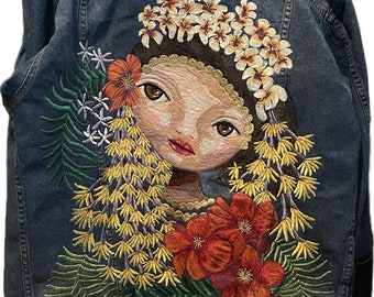 Penganten - traditional bride embroidered denim jacket